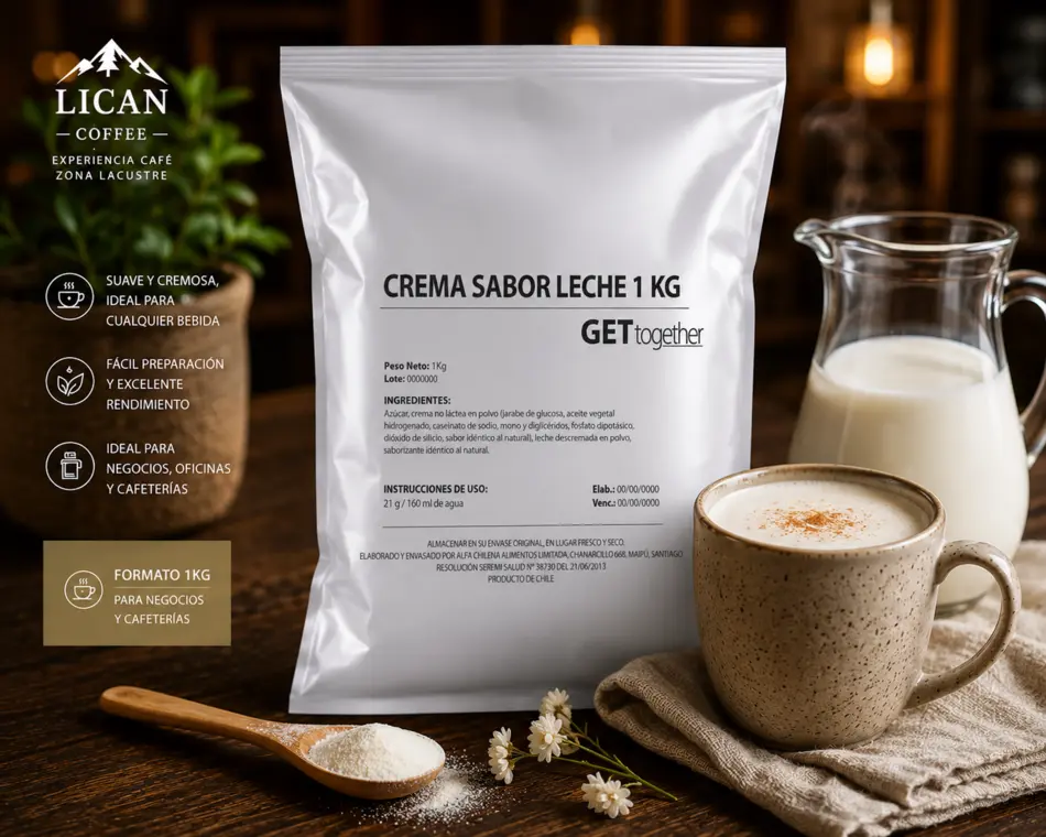 Crema sabor leche formato 1 kilo para cafeterías y negocios